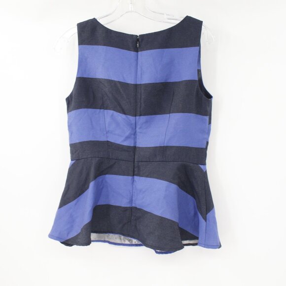 NWT Banana Republic Blouse womens 4 Striped Peplum Top Shimmer Sleeveless blue - Picture 7 of 9